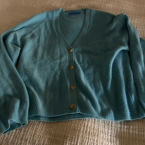 J. McLaughlin blue cashmere V-Neck Cardigan